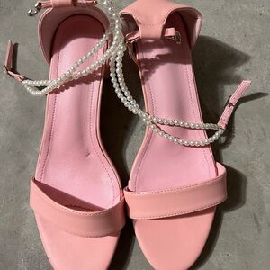 SHEIN Pink Sandals with Pearl Accents